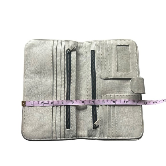 Cleobella beige leather Mexicana studded clutch zip close wallet wristlet pocket - Picture 6 of 9